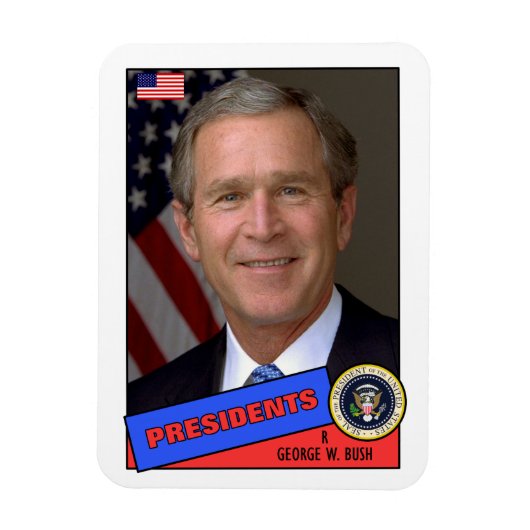 Magnet Flexible Carte de base-ball George W. Bush (Vertical)