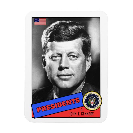 Magnet Flexible Carte de base-ball John F. Kennedy (Vertical)