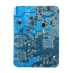 Magnet Flexible Carte de circuit Geek d'ordinateur bleu