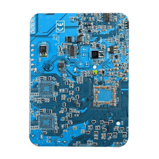 Magnet Flexible Carte de circuit Geek d'ordinateur bleu (Vertical)