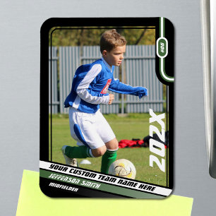 Magnet Flexible Carte de commerce joueur de football en vert noir