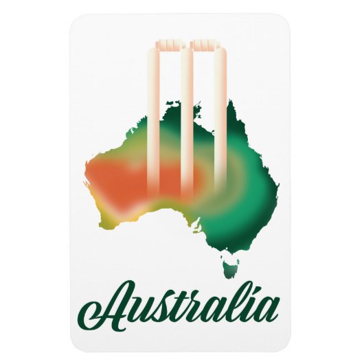 Magnet Flexible carte de cricket d'Australie. (Vertical)