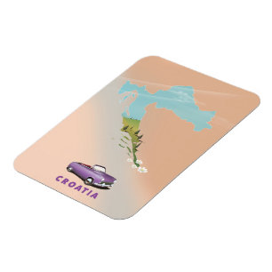 Magnet Flexible Carte de Croatie Affiche illustrée.