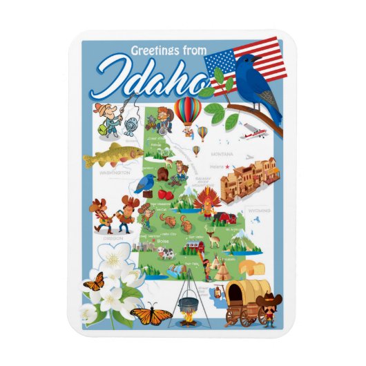 Magnet Flexible Carte de dessin de Idaho (Vertical)