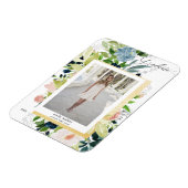 Magnet Flexible Carte de graduation photo florale bleu nuit (Côté Gauche)