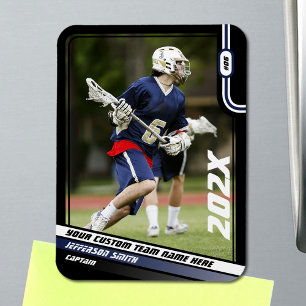 Magnet Flexible Carte de joueur de crosse en noir et bleu