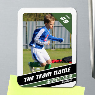 Magnet Flexible Carte de joueur de football en vert blanc vigoureu