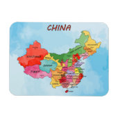 Magnet Flexible Carte de la Chine aquarelle (Horizontal)