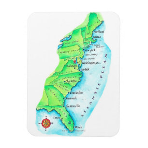 Magnet Flexible Carte de la côte Est américaine