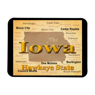 Magnet Flexible Carte de la Fierté d'État de l'Iowa Vieilli Silhou