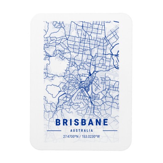 Magnet Flexible Carte de la ville de Brisbane Tint bleu (Vertical)