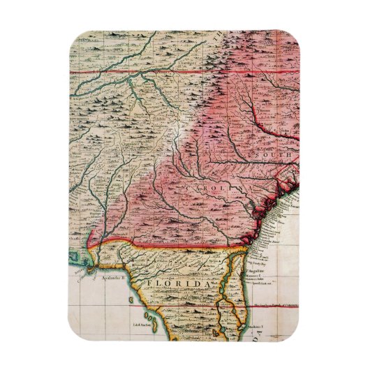 MAGNET FLEXIBLE CARTE DE L'AMÉRIQUE COLONIALE, 1733 (Vertical)