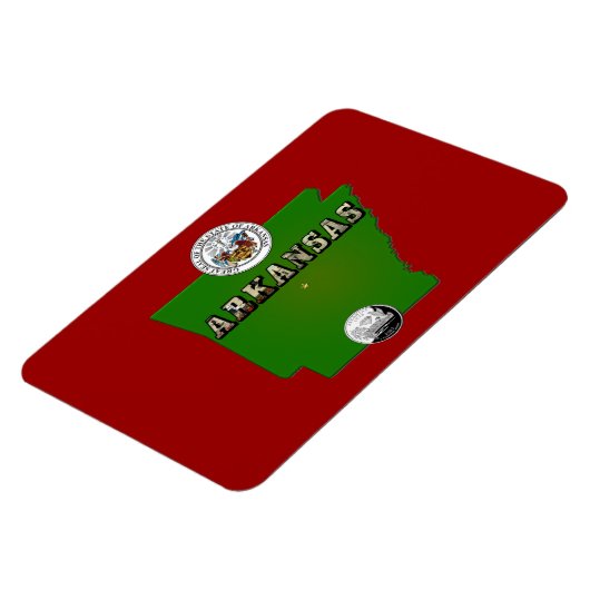 Magnet Flexible Carte de l'Arkansas, sceau et quartier des Faux (Côté Gauche)
