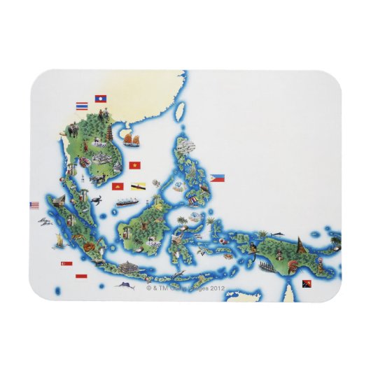 Magnet Flexible Carte de l'Asie du Sud-Est (Horizontal)