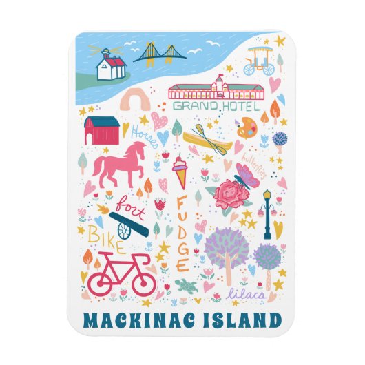 Magnet Flexible Carte de l'île Mackinac Michigan Choses favorites (Vertical)