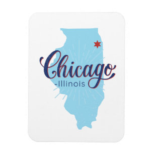 Magnet Flexible Carte de l'Illinois de Chicago