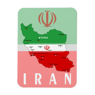 Magnet Flexible Carte de l'Iran avec drapeau et emblème