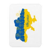 Magnet Flexible Carte de l'Ukraine avec tournesol et drapeau ukrai (Vertical)