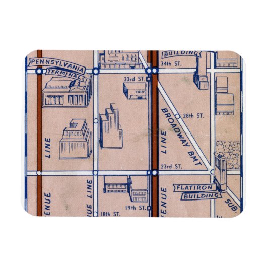 MAGNET FLEXIBLE CARTE DE MÉTRO NEW YORK, 1940 2 (Horizontal)