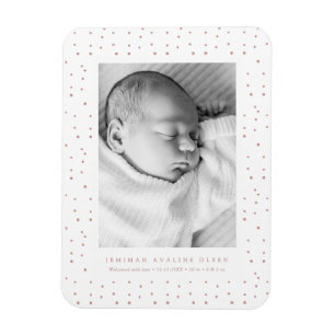 Magnet Flexible Carte de naissance bébé avec confettis roses
