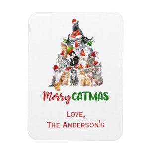 Magnet Flexible Carte de Noël Amoureux des chats Cat Christmas Tre