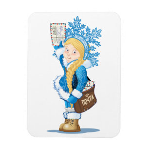 Magnet Flexible Carte de Noël avec dessin animé Snow Maiden - Post