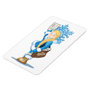 Magnet Flexible Carte de Noël avec dessin animé Snow Maiden - Post