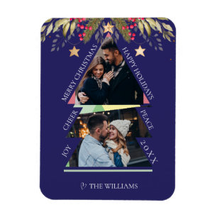 Magnet Flexible Carte de Noël avec plusieurs photos en forme d'arb