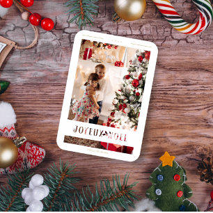 Magnet Flexible Carte de Noël photo calligraphie fantaisiste Joyeu