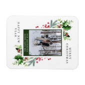 Magnet Flexible Carte de Noël photo Pine Holly Berries (Horizontal)