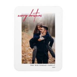 Magnet Flexible Carte de Noël Rouge minimum blanc