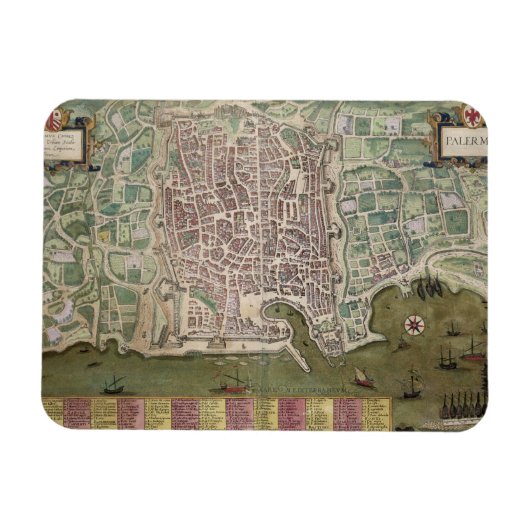 Magnet Flexible Carte de Palerme, de Civitates Orbis Terrarum par (Horizontal)