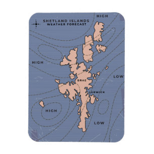 Magnet Flexible Carte de prévision météorologique des îles Shetlan