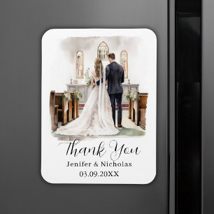 Magnet Flexible Carte de remerciements Mariage d'illustration aqua