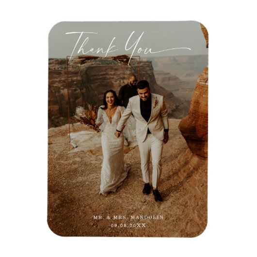 Magnet Flexible Carte de remerciements photo Mariage manuscrit (Vertical)