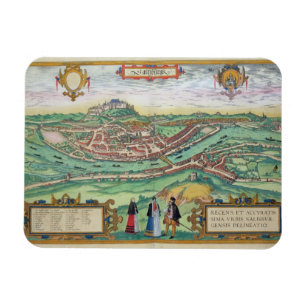 Magnet Flexible Carte de Salzbourg, de "Civitates Orbis Terrarum"