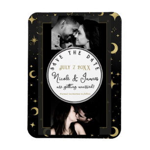 Magnet Flexible Carte de sauvegarde Lune et Étoiles Célestes Noir 