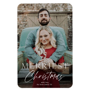 Magnet Flexible Carte de vœux de Noël simple script Merriest Chris
