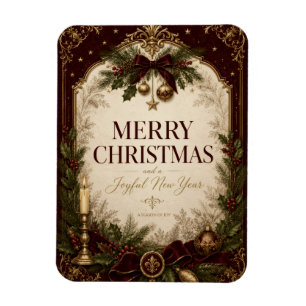Magnet Flexible Carte de vœux élégante de Noël victorien vintage