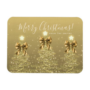 Magnet Flexible Carte de vœux Noël arbres dorés de fêtes élégantes