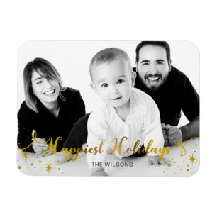 Magnet Flexible Carte de vœux photo dorée pour les fêtes la plus j