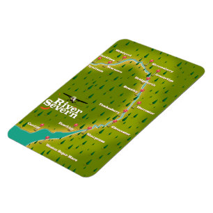 Magnet Flexible Carte de voyage de la rivière Severn au pays de Ga