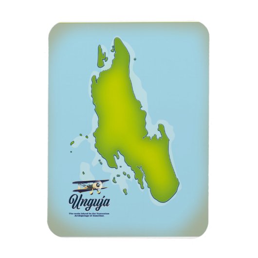 Magnet Flexible Carte de voyage de l'île d'Unguja (Vertical)