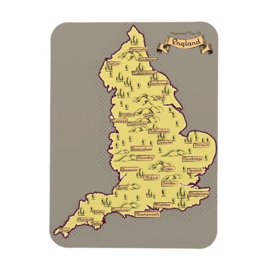 Magnet Flexible Carte de voyage illustrée de l'Angleterre (Vertical)