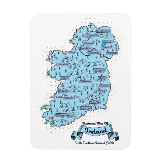 Magnet Flexible Carte de voyage illustrée d'Irlande (Vertical)
