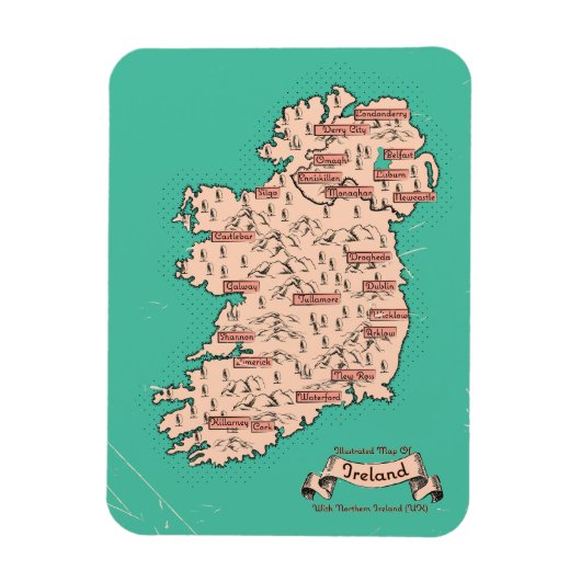 Magnet Flexible Carte de voyage illustrée d'Irlande (Vertical)