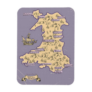 Magnet Flexible Carte de Voyage illustrée du Pays de Galles