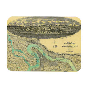 Magnet Flexible Carte d'ère de guerre civile de Vicksburg