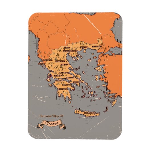 Magnet Flexible Carte des anciens comtés de Grèce (Vertical)