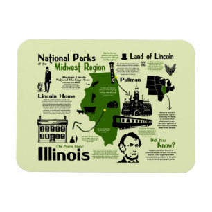 Magnet Flexible Carte des parcs nationaux de l'Illinois